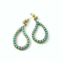 Gold plated Open Drop Dangles with Turquoise